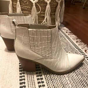 Marc Fisher croc embossed leather booties